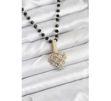 316L Çelik Zincir Kristal Boncuklu Kalpli Kadın Kolye - TJ-BKO10562