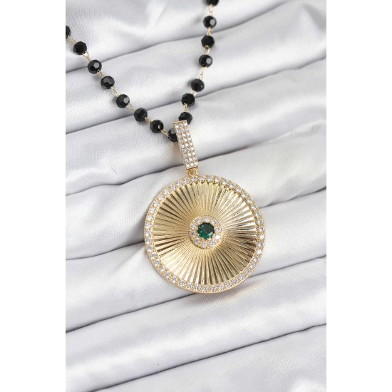 316L Çelik Zincir Kristal Boncuklu Kadın Kolye - TJ-BKO10563