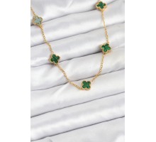316L Çelik Zincir Gold Renk Yeşil Baby Boy Yonca Kadın Kolye - TJ-BKO10570