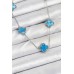 316L Çelik Zincir Gümüş Buz Mavisi Renk Yonca Kadın Kolye - TJ-BKO10582