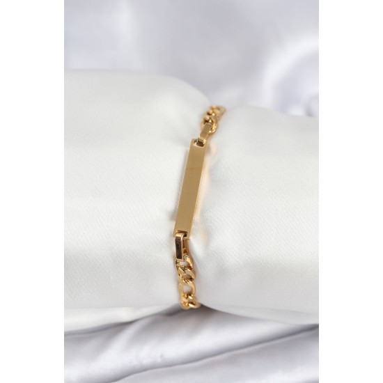 316L Çelik Gold Renk Yazı Yazmaya Uygun Kadın Bileklik - TJ-BB7916