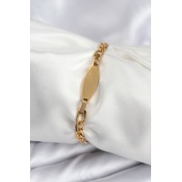 316L Çelik Gold Renk Oval Yazı Yazmaya Uygun Kadın Bileklik TJ-BB7917
