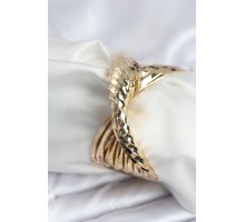Pirinç Gold Renk Kıvrımlı Yarım Kelepçe Bileklik - TJ-BB7919