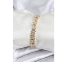 Pirinç VIP Seri Gold Renk Zirkon Taşlı Kadın Bileklik - TJ-BB7920