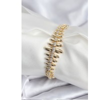 Pirinç VIP Seri Gold Renk Sıralı Damla Model Kadın Bileklik - TJ-BB7922