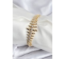 Pirinç VIP Seri Gold Renk Sıralı Damla Model Kadın Bileklik - TJ-BB7922