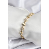 Pirinç VIP Seri Gold Renk Topçuk Model Kadın Bileklik TJ-BB7923