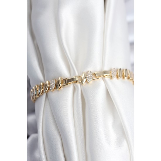 Pirinç VIP Seri Gold Renk Arpa Model Kadın Bileklik - TJ-BB7924