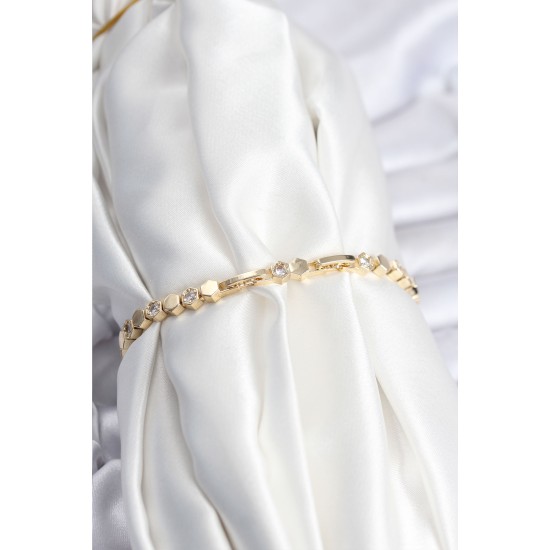 Pirinç VIP Seri Gold Renk Petek Model Kadın Bileklik - TJ-BB7925