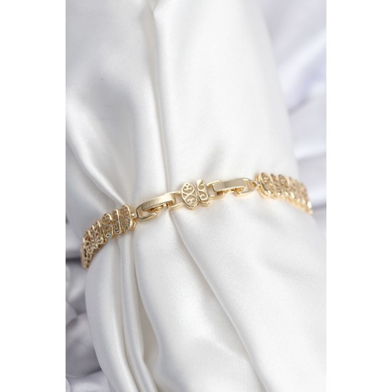 Pirinç VIP Seri Gold Renk Oval Sıralı Kadın Bileklik - TJ-BB7926