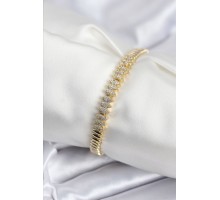 Pirinç VIP Seri Gold Renk Zirkon Taşlı Arpa Model Kadın Bileklik - TJ-BB7928