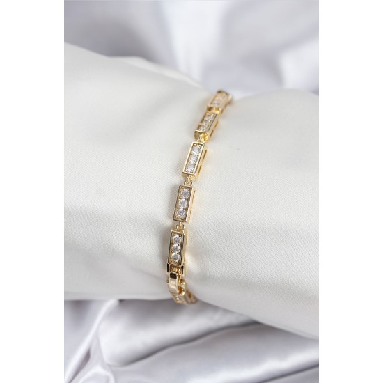Pirinç VIP Seri Gold Renk Parçalı Model Kadın Bileklik - TJ-BB7930