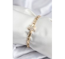 Pirinç VIP Seri Gold Renk Zirkon Taşlı Yıldız Model Kadın Bileklik - TJ-BB7931