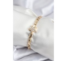 Pirinç VIP Seri Gold Renk Zirkon Taşlı Yıldız Model Kadın Bileklik - TJ-BB7931