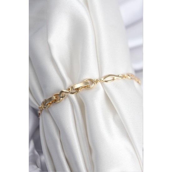 Pirinç VIP Seri Gold Renk Sıralı Damla Model Kadın Bileklik - TJ-BB7932