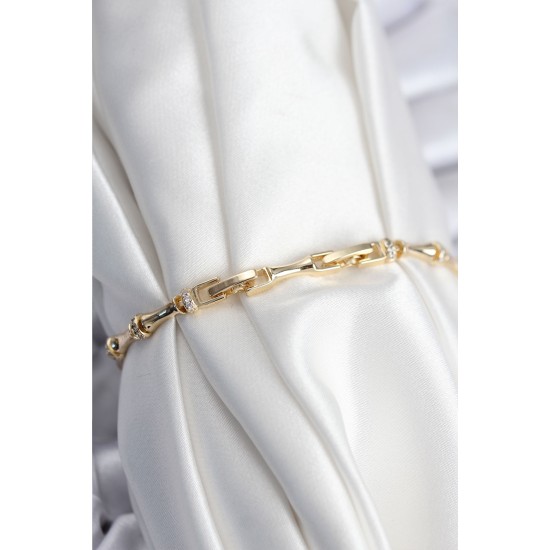 Pirinç VIP Seri Gold Renk Kemik Model Kadın Bileklik - TJ-BB7934