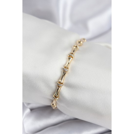 Pirinç VIP Seri Gold Renk Kemik Model Kadın Bileklik - TJ-BB7934