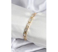 Pirinç VIP Seri Gold Renk Zirkon Taşlı Model Kadın Bileklik - TJ-BB7936
