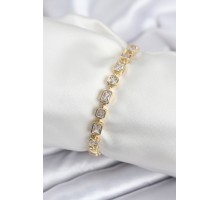 Pirinç VIP Seri Zirkon Taşlı Gold Renk Kadın Bileklik - TJ-BB7938