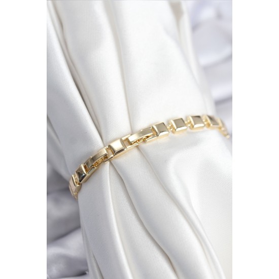 Pirinç VIP Seri Gold Renk Zirkon Taşlı Model Kadın Bileklik - TJ-BB7940