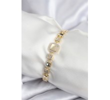 Pirinç VIP Seri Gold Renk Zirkon Taşlı Model Kadın Bileklik - TJ-BB7940