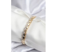 Pirinç VIP Seri Gold Renk Sıralı Üçgen Model Kadın Bileklik - TJ-BB7942