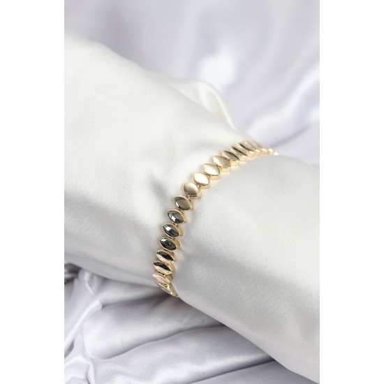 Pirinç VIP Seri Gold Renk Sıralı Arpa Model Kadın Bileklik - TJ-BB7943