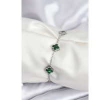 316L Çelik Gümüş Renk Yeşil Baby Boy Yonca Kadın Bileklik - TJ-BB7945