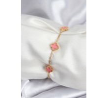 316L Çelik Gold Renk Pembe Baby Boy Yonca Kadın Bileklik - TJ-BB7946