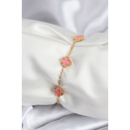 316L Çelik Gold Renk Pembe Baby Boy Yonca Kadın Bileklik TJ-BB7946
