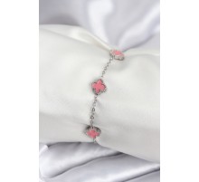 316L Çelik Gümüş Renk Pembe Baby Boy Yonca Kadın Bileklik - TJ-BB7947