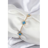316L Çelik Gold Renk Buz Mavisi Baby Boy Yonca Kadın Bileklik TJ-BB7948