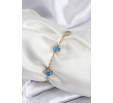 316L Çelik Gold Renk Buz Mavisi Baby Boy Yonca Kadın Bileklik - TJ-BB7948