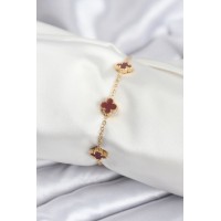 316L Çelik Gold Renk Bordo Baby Boy Yonca Kadın Bileklik - TJ-BB7950
