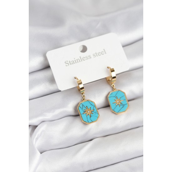 316L Çelik Gold Renk Kutup Yıldızı Model Kadın Küpe - TJ-BKP11231