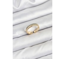 Pirinç Gold Renk Sıralı Zirkon Taşlı Kutup Yıldızı Model Kadın Yüzük - TJ-BYK3836