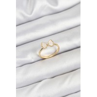 Pirinç Gold Renk Fiyonk Model Kadın Yüzük TJ-BYK3838