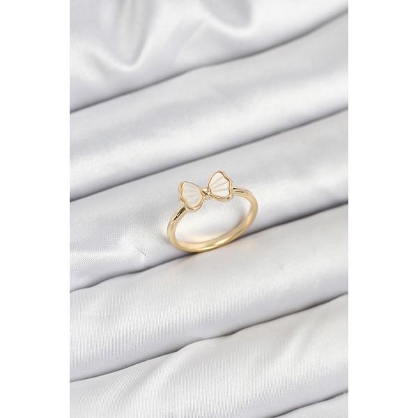 Pirinç Gold Renk Fiyonk Model Kadın Yüzük - TJ-BYK3838