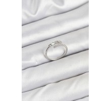 Pirinç Gümüş Renk Kalpli Detaylı Zirkon Taşlı Kadın Yüzük - TJ-BYK3841