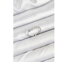 Pirinç Gümüş Renk Minimal Yonca Detaylı Kadın Yüzük - TJ-BYK3843