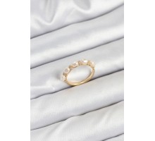 Pirinç Gold Renk Sıralı İncili Kadın Yüzük - TJ-BYK3844