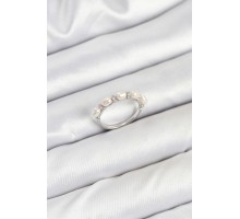 Pirinç Gümüş Renk Sıralı İncili Kadın Yüzük - TJ-BYK3845