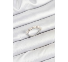 Pirinç Gümüş Renk Sıralı İncili Kadın Yüzük - TJ-BYK3845