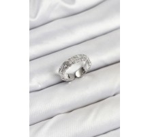 Pirinç Gümüş Renk Zirkon Taşlı Sırım Kadın Yüzük - TJ-BYK3847