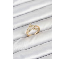Pirinç Gold Renk Zirkon Taşlı Kelebek Model Kadın Yüzük - TJ-BYK3850