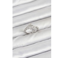 Pirinç Gümüş Renk Zirkon Taşlı Kelebek Model Kadın Yüzük - TJ-BYK3851