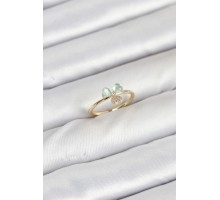 Pirinç Gold Renk Yonca Model Kadın Yüzük - TJ-BYK3858