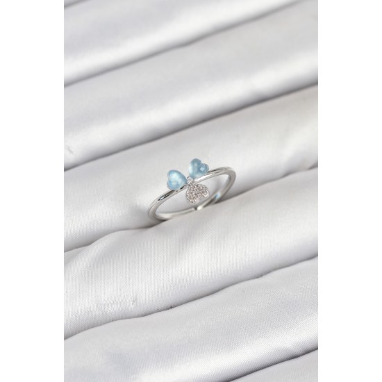 Pirinç Gümüş Renk Yonca Model Kadın Yüzük - TJ-BYK3859