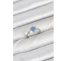 Pirinç Gümüş Renk Zirkon Taşlı Ay Yıldız Kadın Yüzük - TJ-BYK3861