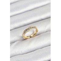 Pirinç Gold Renk Zirkon Taşlı Vintage Kadın Yüzük TJ-BYK3862
